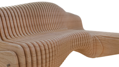 Close-up of parametric bench for ferry terminal concept