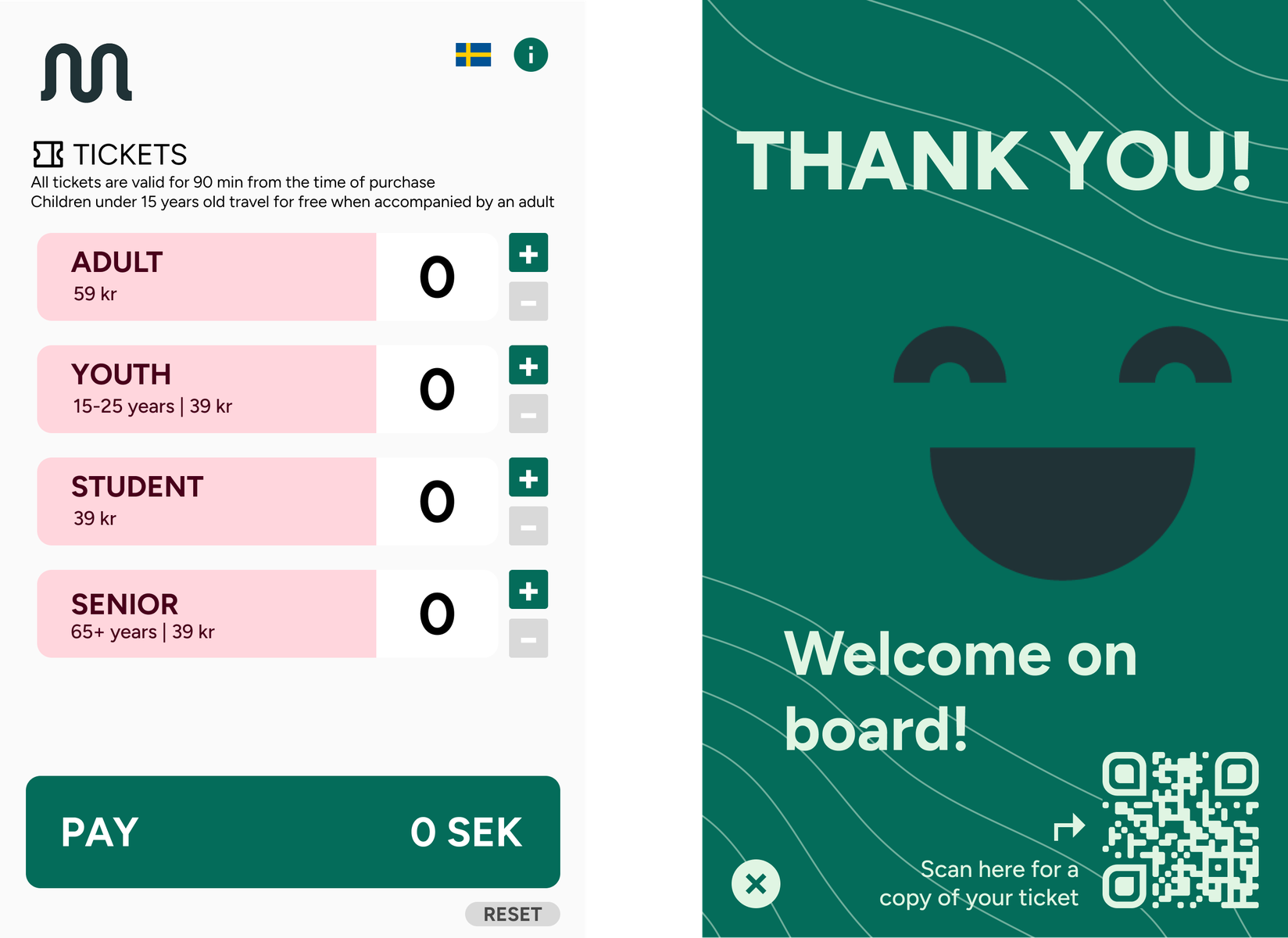 Fundamental views of Zeam ticket UI